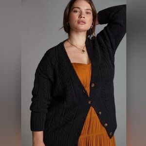 Anthro Chunky Oversized Cable Knit Cardigan